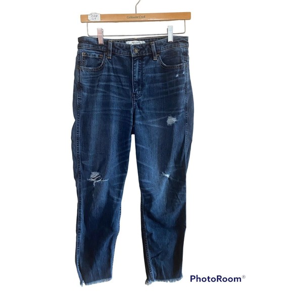 Abercrombie & Fitch Denim - Abercrombie High Rise 90 Destressed Jeans Sz. 6/28 Dark Wash